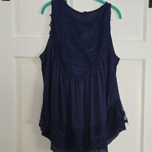 Elegant Navy Lace Women's Top